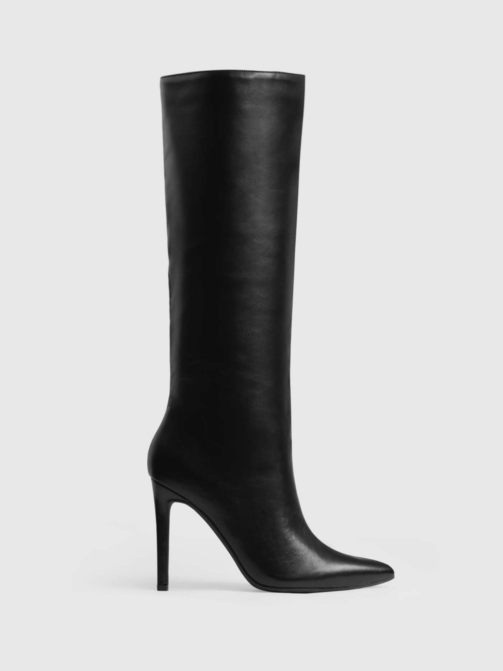 Classic Black Knee High Pointed Toe Stiletto Boots - Women's